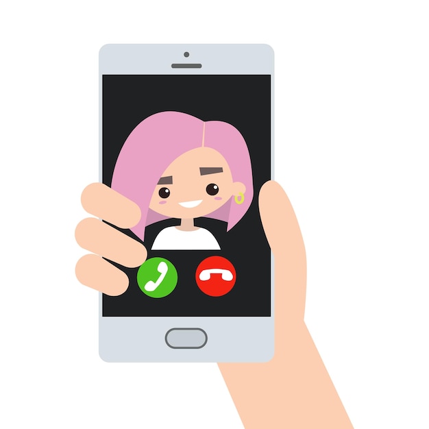 Incoming Call on Smartphone with Cartoon Girl Face | Jiffy Designs