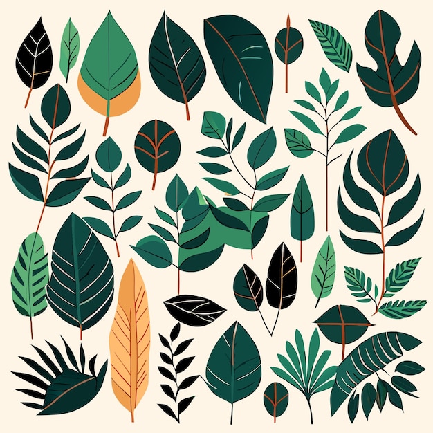 Vibrant Collection of Diverse Botanical Leaves and Foliage | Jiffy Designs