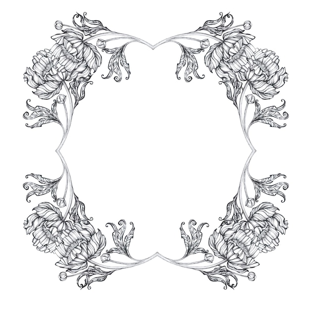 Elegant Floral Frame with Intricate Botanical Designs | Jiffy Designs
