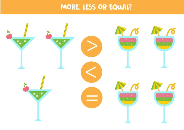 Vibrant Cocktail Collection: More, Less or Equal Comparison | Jiffy Designs