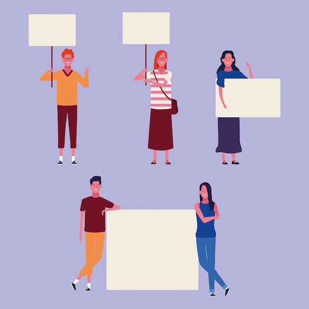 Diverse People Holding Blank Signs for Creative Expression | Jiffy Designs