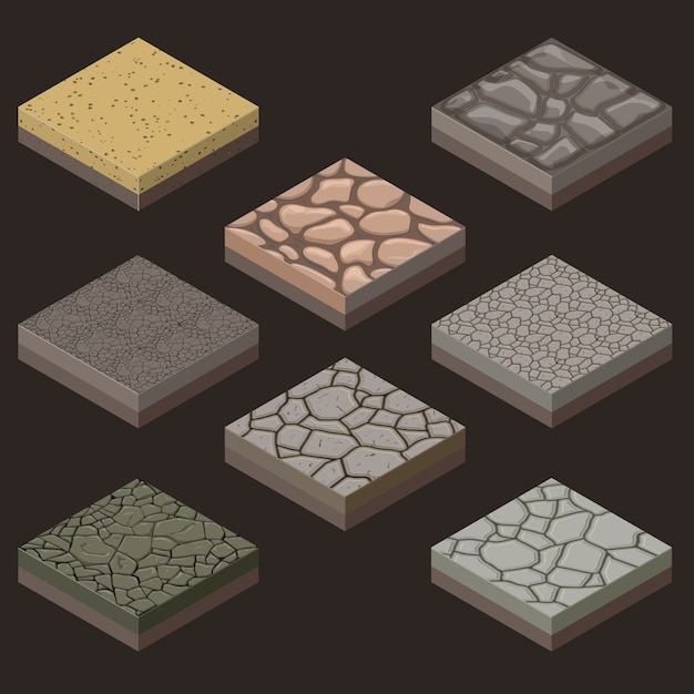Diverse Isometric Stone Tiles in Earthy Tones | Jiffy Designs
