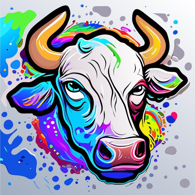 Vibrant and Whimsical Cow Face Illustration | Jiffy Designs
