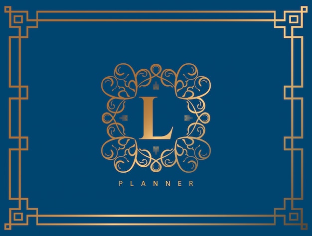 Elegant Floral Monogram Planner in Regal Blue and Gold | Jiffy Designs