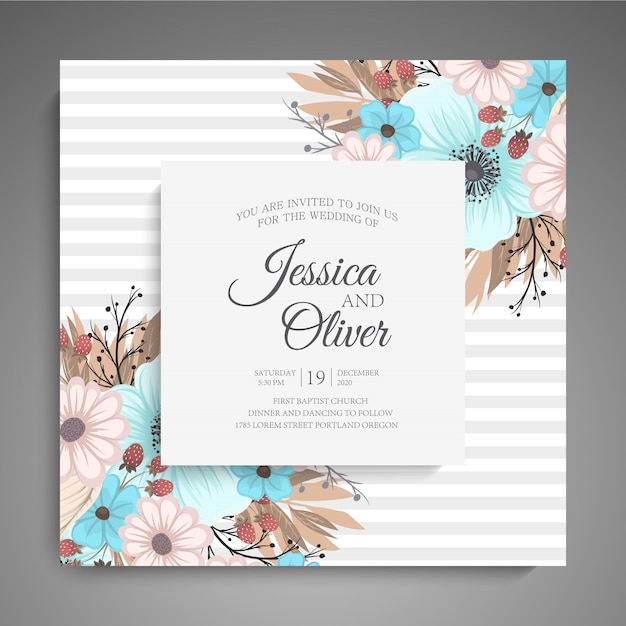 Elegant Floral Wedding Invitation with Pastel Blooms | Jiffy Designs