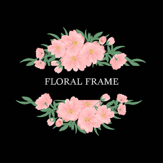 Elegant Floral Border Frame with Delicate Pink Blooms | Jiffy Designs