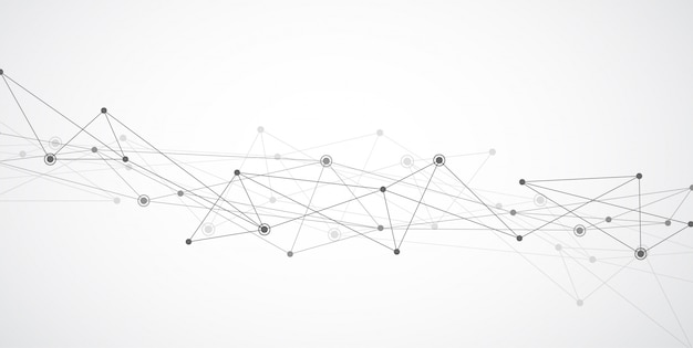 Geometric Network Connection Lines with Dots on White Background ...