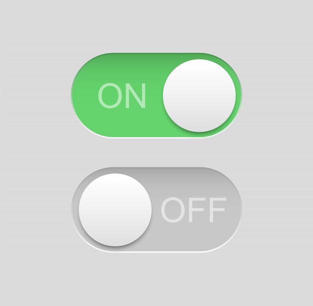 Simple On/Off Toggle Switch with Green and Gray Buttons | Jiffy Designs