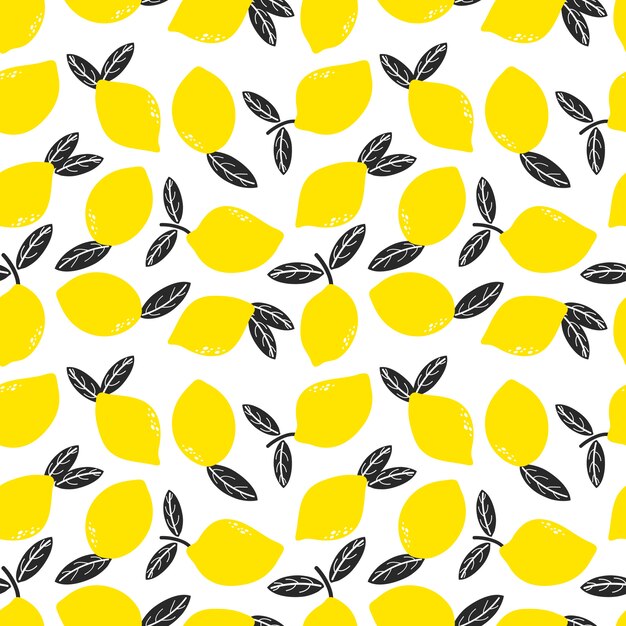 Vibrant Lemon Delight: A Zesty Pattern of Citrus and Leaves | Jiffy Designs