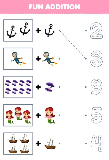 Whimsical Nautical-Themed Addition Exercises for Kids | Jiffy Designs
