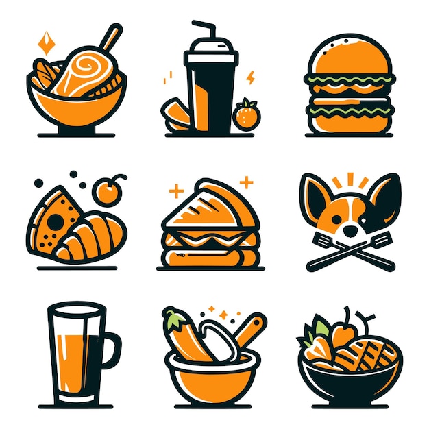Vibrant Collection of Delectable Food and Beverage Icons | Jiffy Designs