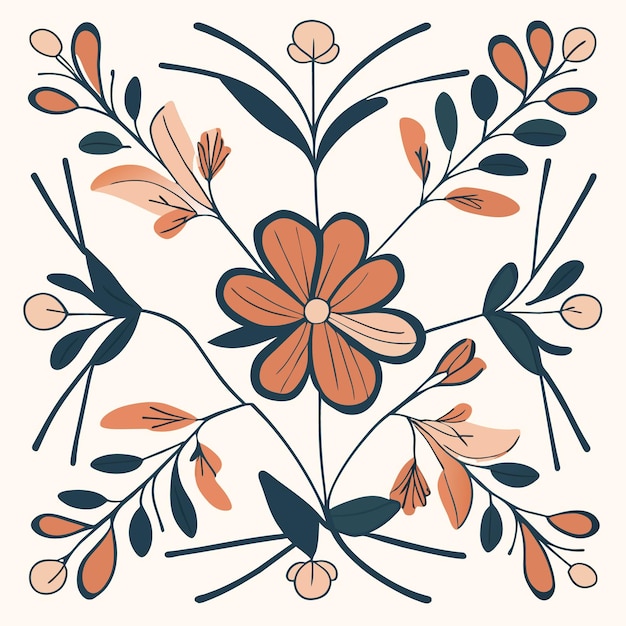 Vibrant Floral Pattern with Stylized Blooms and Foliage | Jiffy Designs