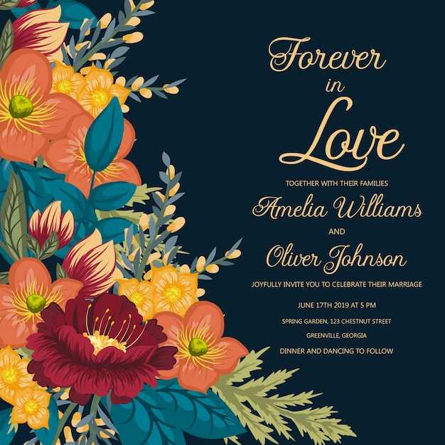 Vibrant Floral Wedding Invitation with Elegant Typography | Jiffy Designs