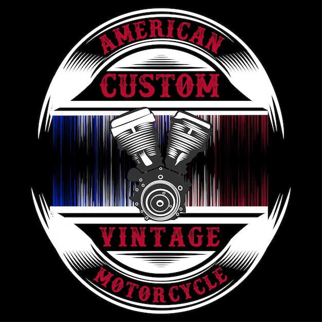 Vibrant Vintage American Custom Motorcycle Engine Emblem Design | Jiffy ...