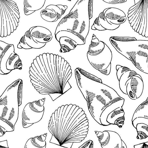Elegant Seashell Pattern in Monochrome Tones | Jiffy Designs