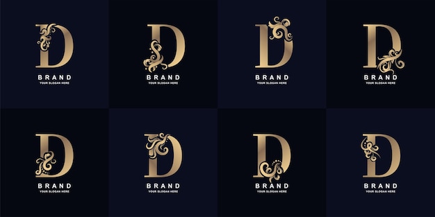 Elegant and Ornate Golden Monogram Logos with Flourishing Designs ...