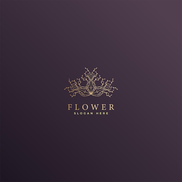 Elegant Golden Floral Emblem on Rich Purple Background | Jiffy Designs