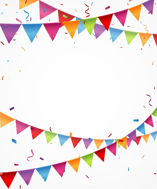 Vibrant Celebration Flags and Confetti Backdrop | Jiffy Designs