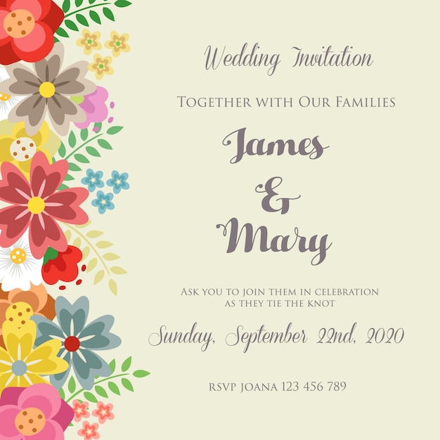 Vibrant Floral Wedding Invitation Design with Colorful Blooms | Jiffy ...