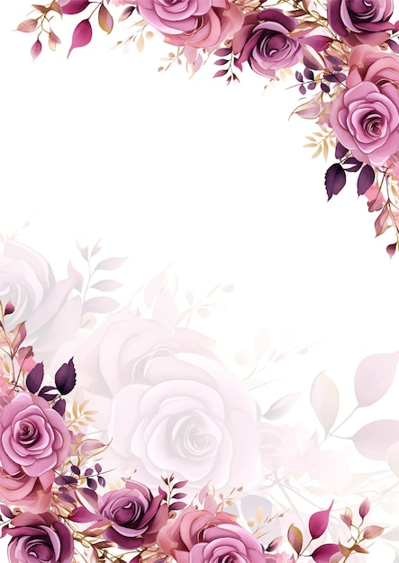 Elegant Pink Rose Floral Frame with Delicate Leaves | Jiffy Designs