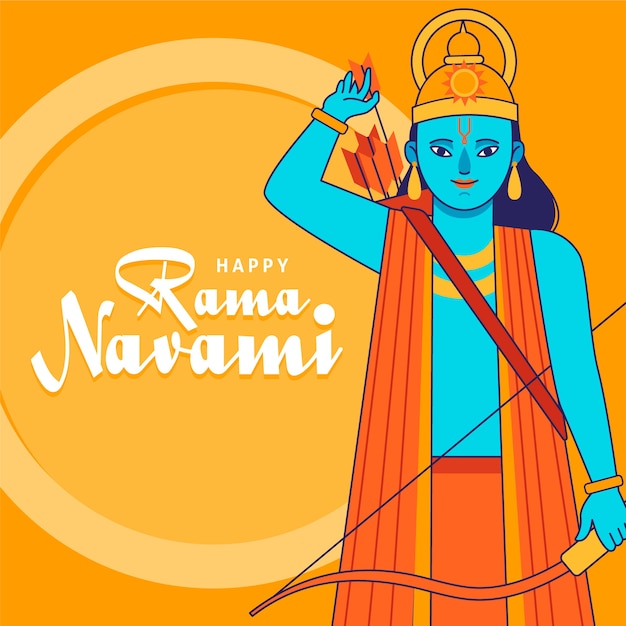 Vibrant Rama Navami Illustration with Lord Rama Figure | Jiffy Designs