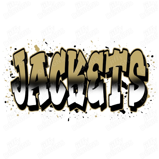 'Jackets' Graffiti-Style Typography with Bold Gold and Black Shading ...