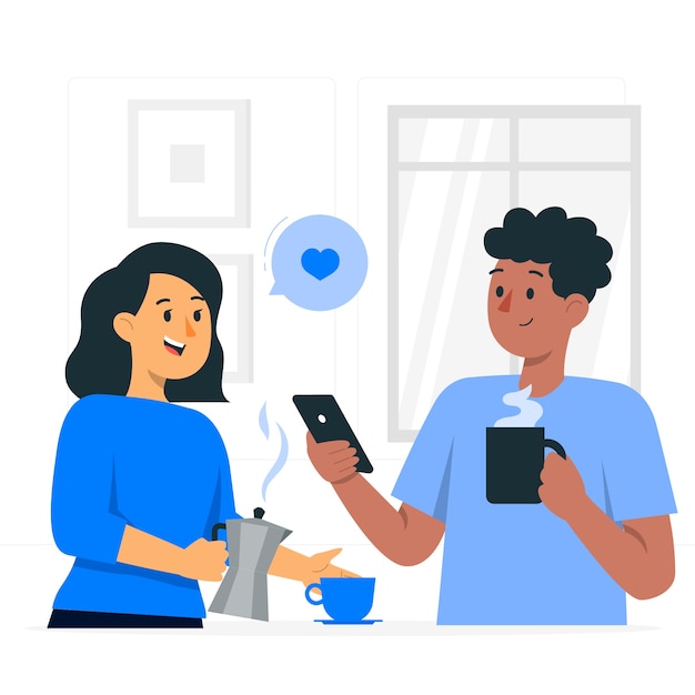Couple Enjoying a Cozy Conversation with Smartphones | Jiffy Designs