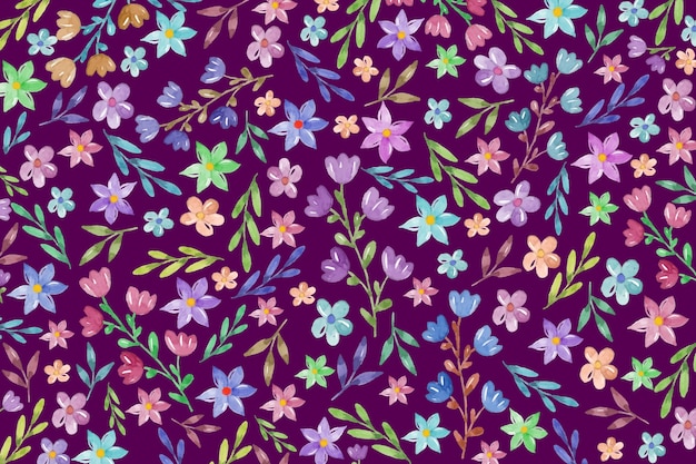 Vibrant Floral Pattern on Deep Purple Background | Jiffy Designs