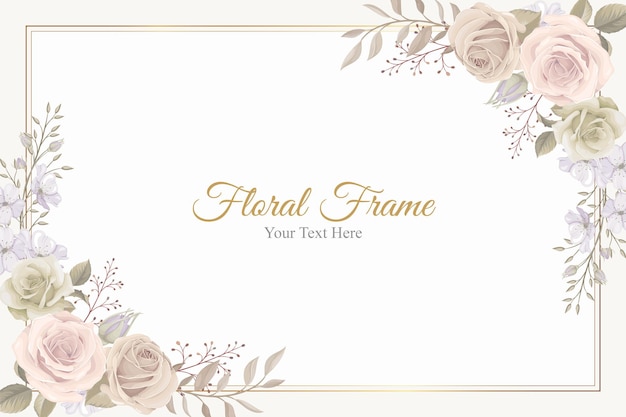Elegant Floral Frame with Roses and Leaves Illustration | Jiffy Designs