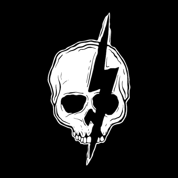 Striking Skull Silhouette with Dramatic Lightning Bolt Design | Jiffy ...