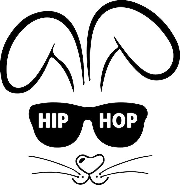 Stylized Rabbit Face with Hip Hop Sunglasses | Jiffy Designs