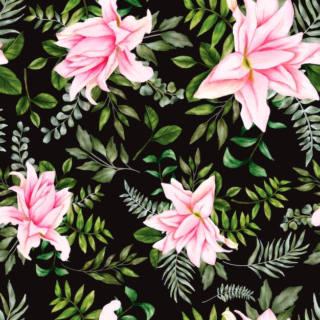Lush Tropical Floral Pattern with Vibrant Pink Blooms | Jiffy Designs