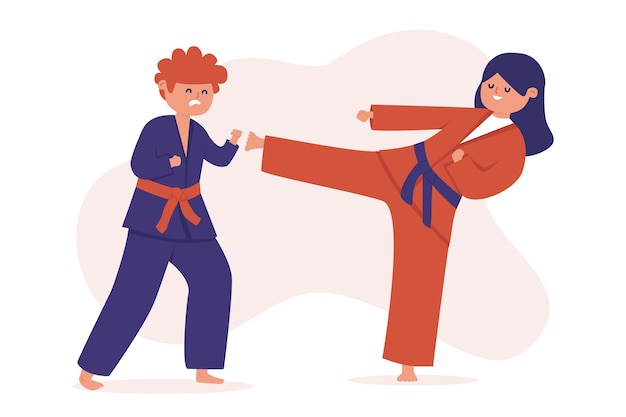 Dynamic Martial Arts Duo Showcasing Powerful Kicks and Stances | Jiffy ...