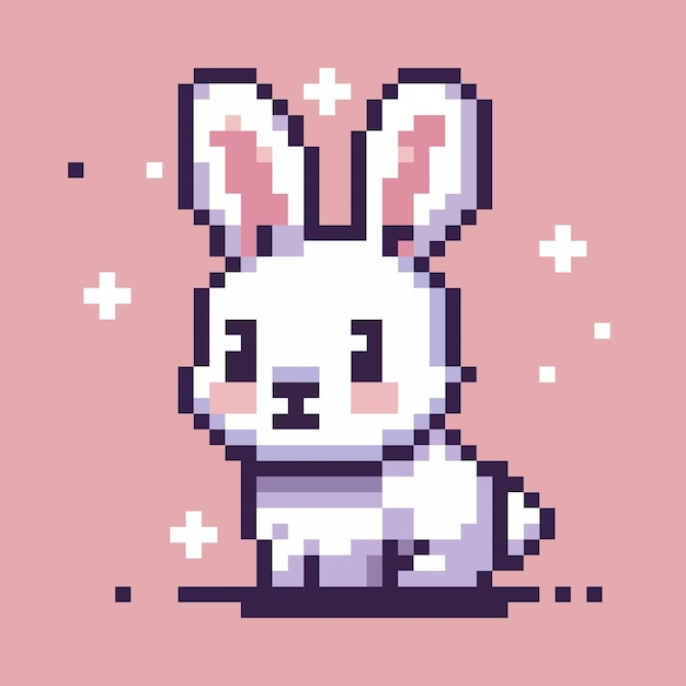 Adorable Pixel Art Bunny on a Soft Pink Background | Jiffy Designs