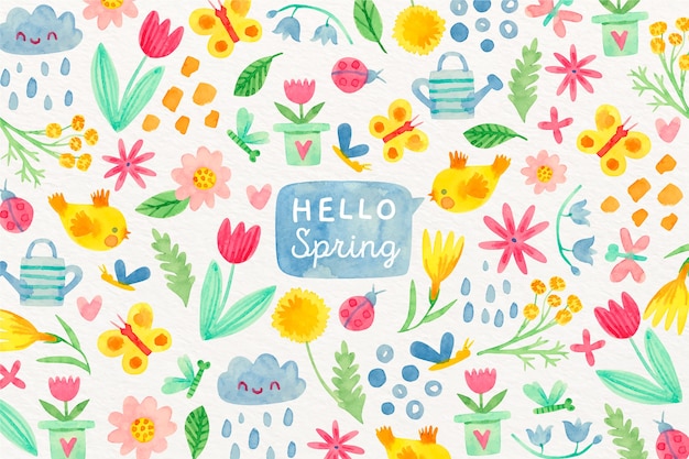 Vibrant Spring Floral Pattern with 'Hello Spring' Message | Jiffy Designs