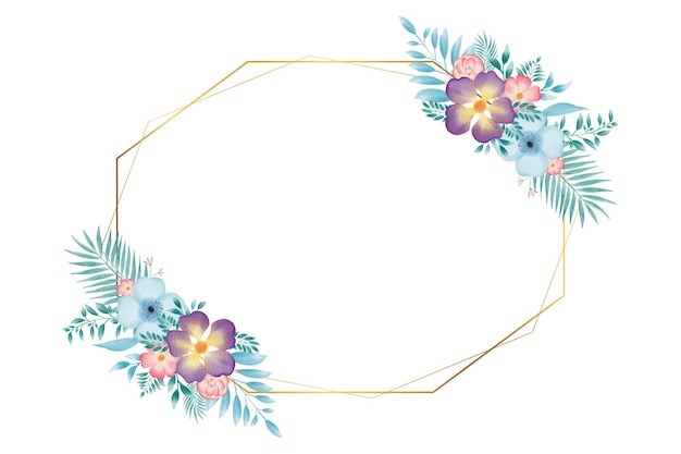 Vibrant Floral Geometric Frame with Lush Tropical Blooms | Jiffy Designs