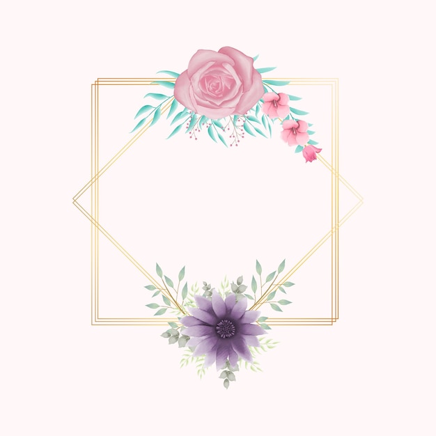 Elegant Floral Frame with Pastel Roses and Daisy | Jiffy Designs