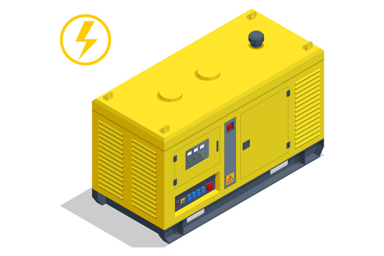Isometric Industrial Diesel Power Generator. Portable Electric Power ...