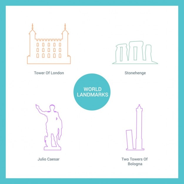 Iconic Landmarks from Around the World in Minimalist Outline | Jiffy ...