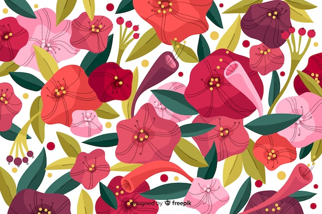 Vibrant Floral Pattern with Blooming Flowers and Leaves | Jiffy Designs