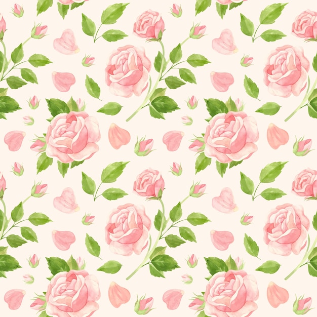 Delicate Floral Pattern with Soft Pink Roses and Lush Greenery | Jiffy ...