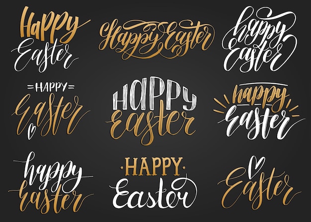 Elegant Easter Calligraphy Collection in Gold and Black Tones | Jiffy ...