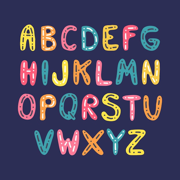 Vibrant Handwritten Alphabet on Dark Background | Jiffy Designs