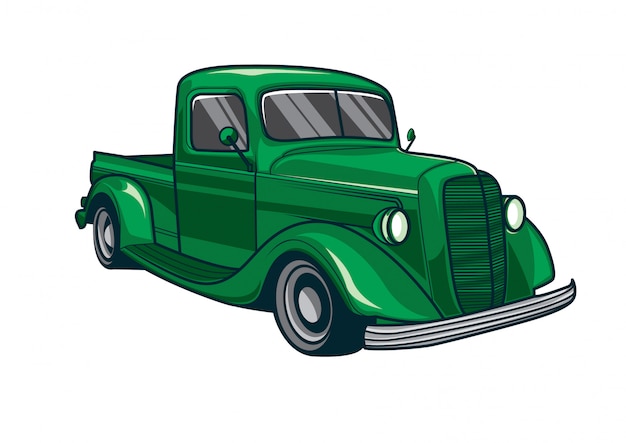 Vintage Green Pickup Truck with Classic Retro Design | Jiffy Designs