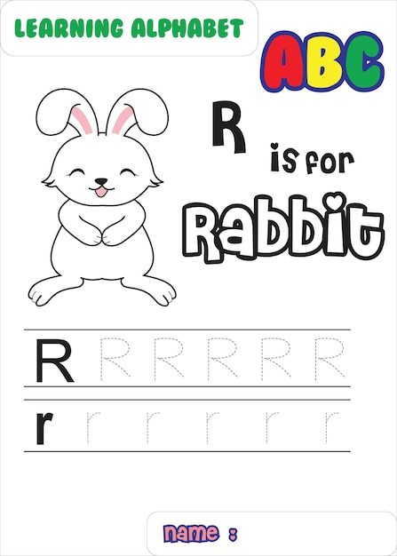 Adorable Rabbit Illustration Teaching Letter R Alphabet | Jiffy Designs