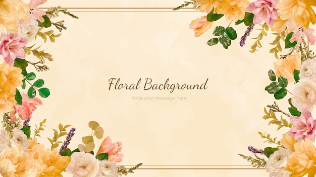 Vibrant Floral Frame with Delicate Blooms and Greenery | Jiffy Designs
