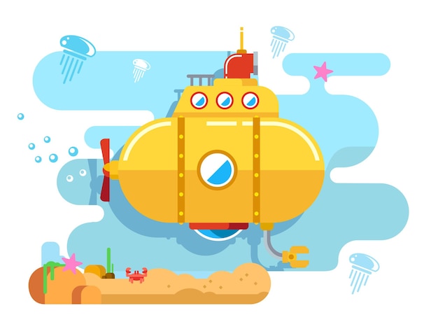 Vibrant Yellow Submarine Exploring Underwater Wonderland | Jiffy Designs