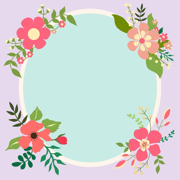 Vibrant Floral Frame with Pastel Tones and Leaves | Jiffy Designs