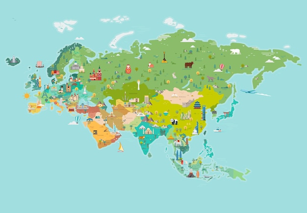 Vibrant World Map Showcasing Diverse Cultures and Landmarks | Jiffy Designs