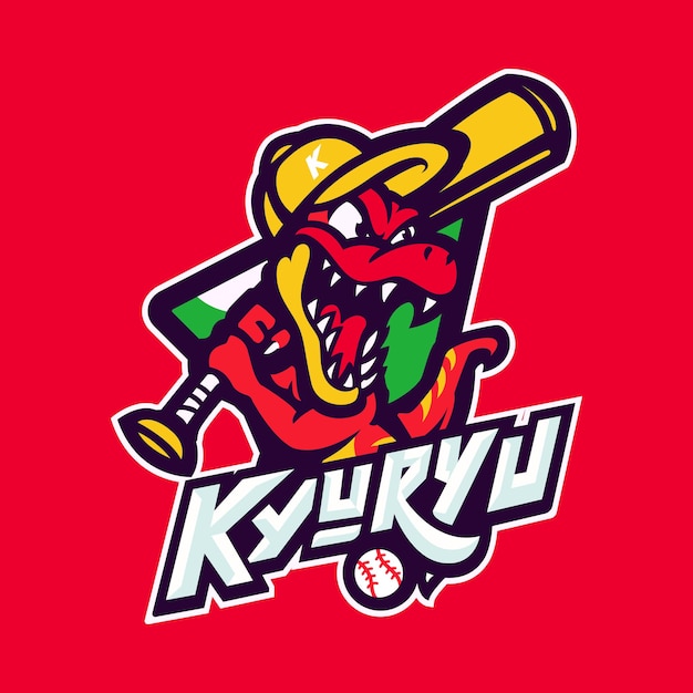 Ferocious Kayru Mascot with Bat on Vibrant Red Background | Jiffy Designs